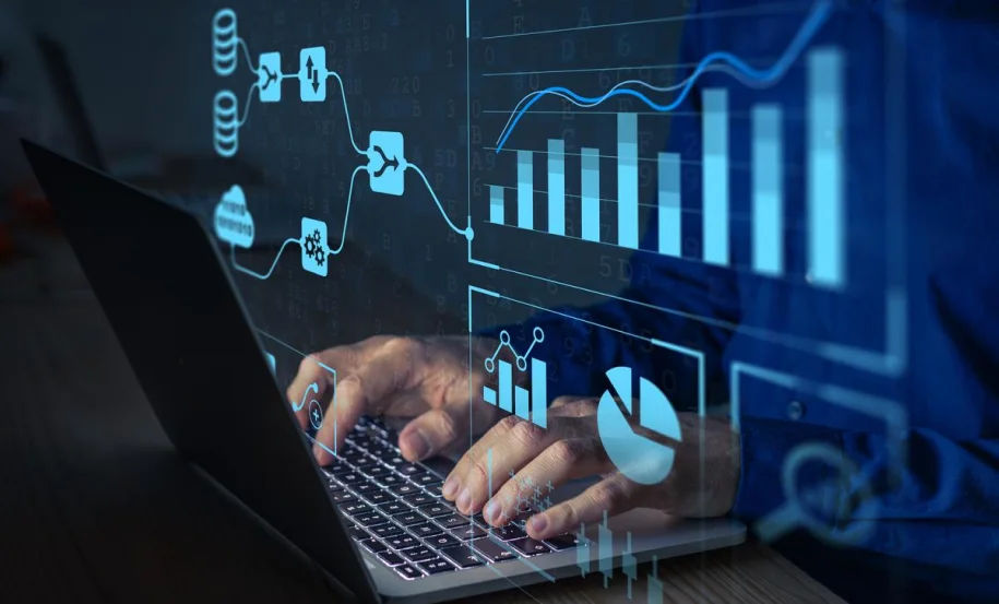 laptop analytics graphs